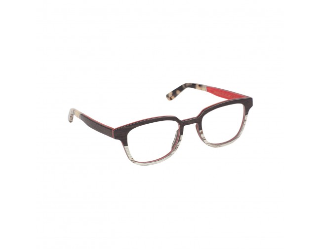 Lunettes de vue rectangulaire en bois d'ébène et zébrano blanc modèle de la red collection