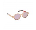 Lunettes féminines en bois de chêne et zébrano verres solaires polarisés teintés rose