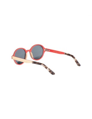 Lunettes féminines en bois de chêne et zébrano verres solaires polarisés teintés rose