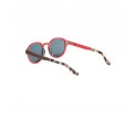 Lunettes rondes en bois d'ébène et noyer polarisés teintés bleu 
