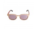 Lunettes en bois de chêne et zébrano verres solaires polarisés teintés rose