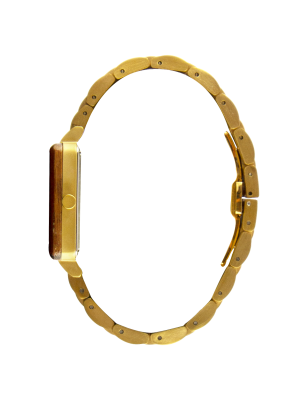 Montre femme en bois de zébrano et acier inoxydable or