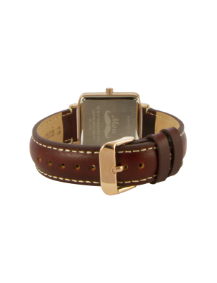 Montre femme en bois de chêne et acier inoxydable rose gold avec son bracelet cuir