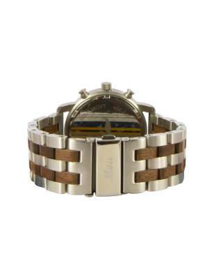Montre homme en bois de chêne et acier inoxydable rose gold