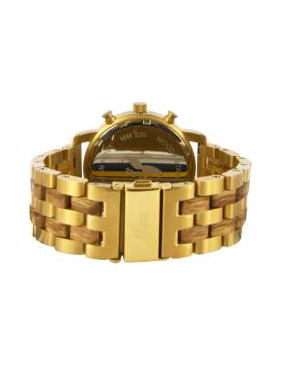 Montre homme en bois de chêne et acier inoxydable rose gold