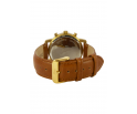 Montre en bois homme en zébrano et acier inoxydable or avec son bracelet en cuir