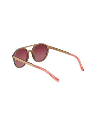 Lunettes solaire en bois de chêne teinté rouge et carbone modèle Eba de la Eden collection