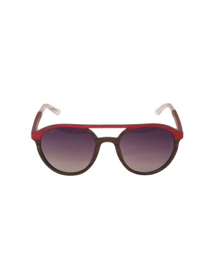 Lunettes solaire en bois teinté rouge et carbone modèle Eba de la Eden collection