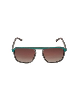 Lunettes solaire en bois teinté vert et carbone modèle Adam de la Eden collection