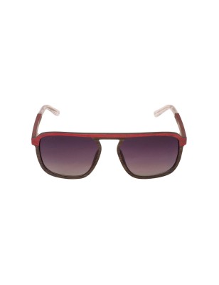 Lunettes solaire en bois teinté rouge et carbone modèle Adam de la Eden collection