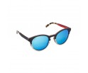 Lunettes de soleil en bois d'ébène et zébrano blanc verres teintés bleu polarisés