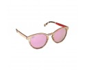 Lunettes de soleil en bois de chêne et zébrano verres teintés rose polarisés