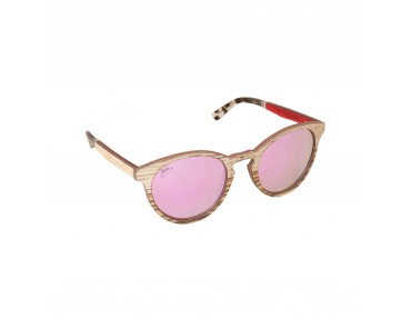 Lunettes de soleil en bois de chêne et zébrano verres teintés rose polarisés