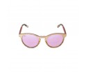 Lunettes de soleil en bois de chêne et zébrano verres teintés rose polarisés