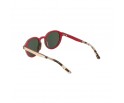 Lunettes rondes en bois d'ébène et noyer polarisés teintés rose