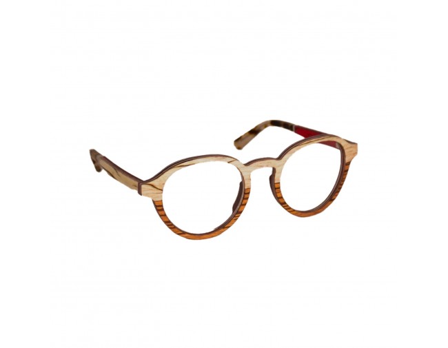 Lunettes de vue rondes de le red collection en bois d'ébène et zébrano blanc