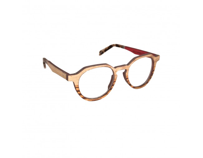 Lunettes de vue modernes de le red collection en bois d'ébène et zébrano blanc