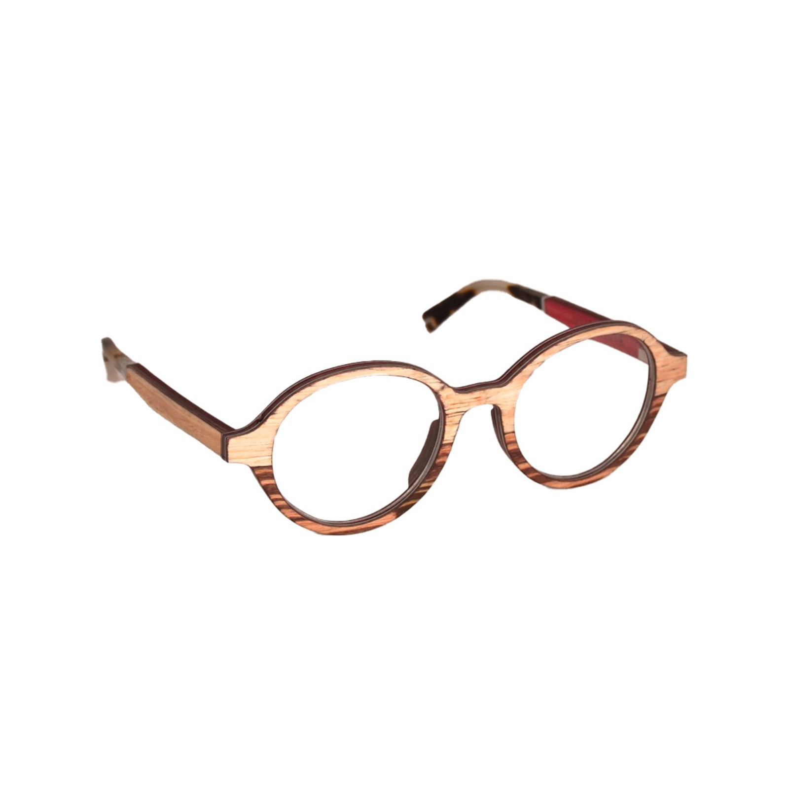 Lunettes de vue en bois de chêne et zébrano - Red Collection CHAM