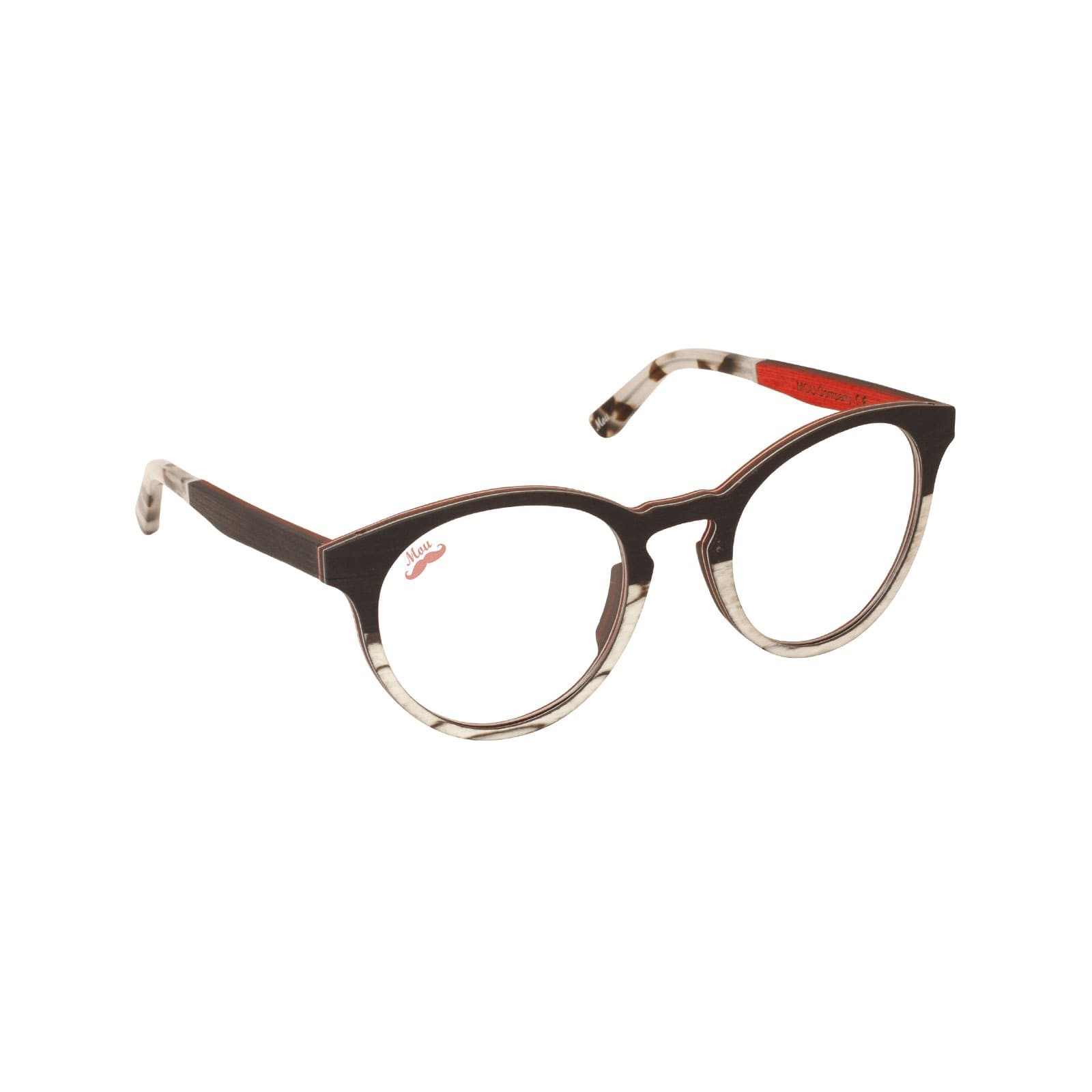 Lunettes de vue en bois d'ébene et zébrano blanc - Red Collection BASTA