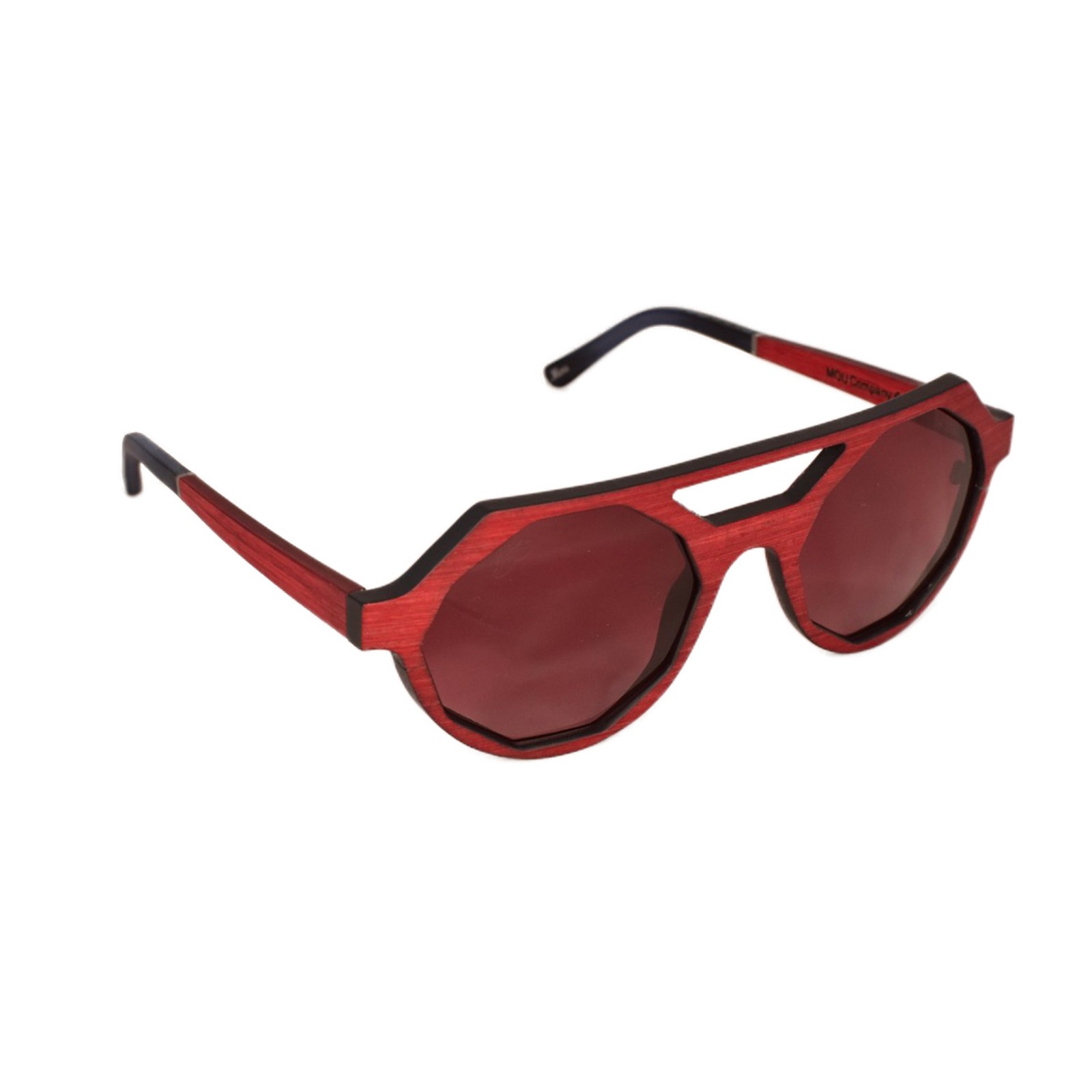 Lunettes de soleil en bois d'érable teinté dans la masse rouge - EGUZKI BRUT COLLECTION