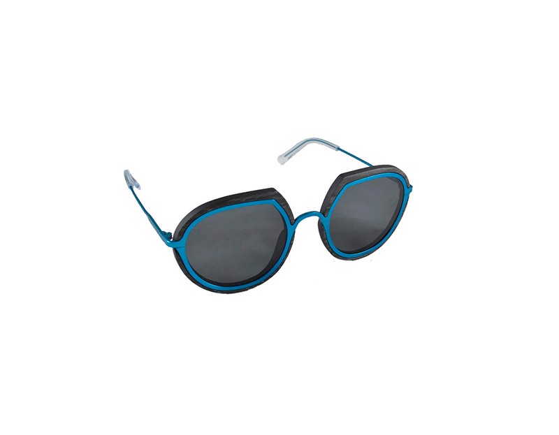 Lunettes de soleil en bois de Santal et titane thermolaqué bleu HERRI