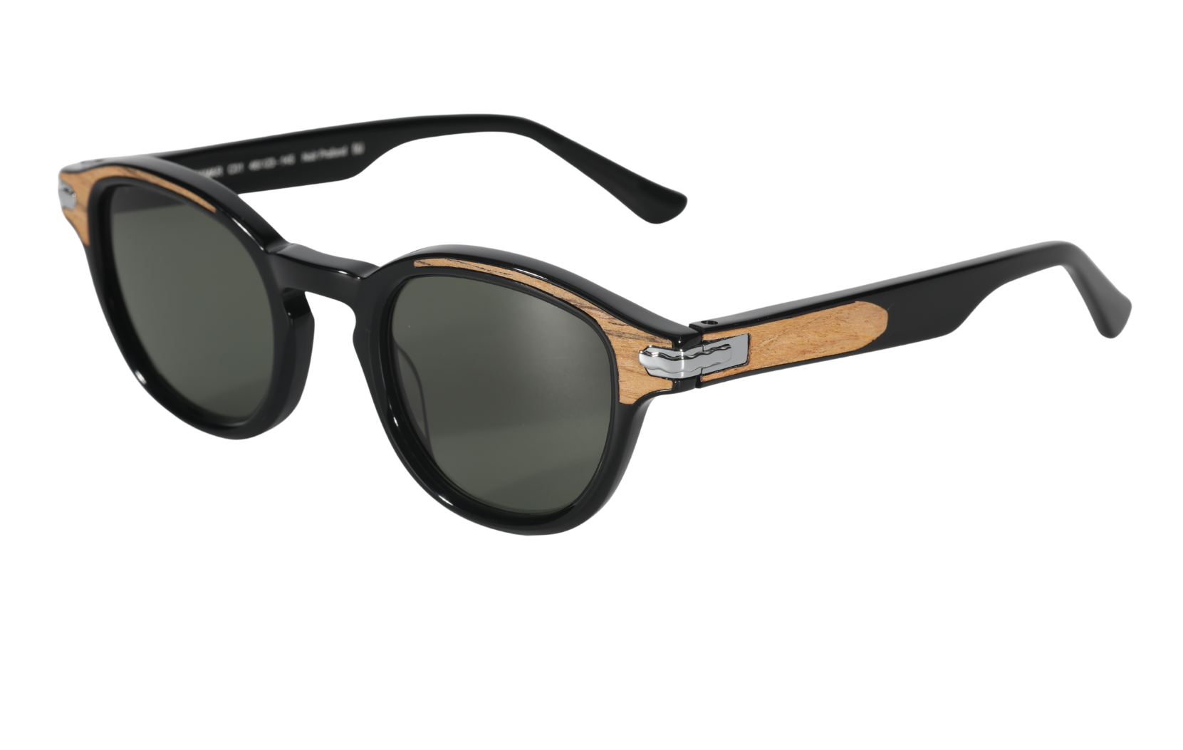 Lunettes de soleil association bois/acétate M49 - Collection VAGUE - S-MIRAMAR Noir Profond