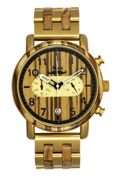 Montre homme : bois zébrano or
