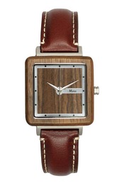 Montre femme : bois Noyer argent