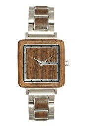 Montre en bois femme : Noyer argent