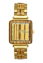 Montre en bois femme : Zébrano gold